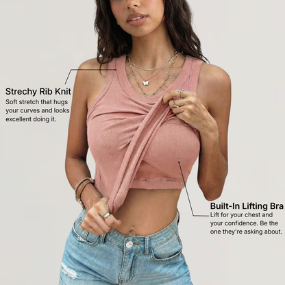 Bellechérie Built-in Bra Tank Top Ribbed Racerback Tops